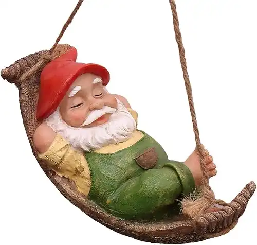 TERESA'S COLLECTIONS Green Garden Gnome Statues for Garden Decor, Resin Hanging Christmas Decorations for Outdoor, Tree Ornaments Figurines for Stump Lawn Patio, Gift for Women and Man, 10