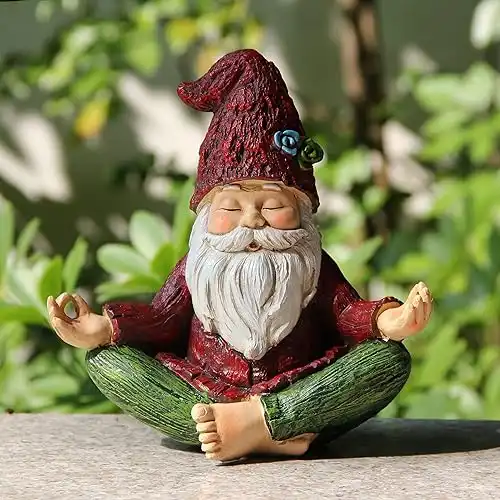 Outdoor Garden gnomes statue yoga - Gnomes statue in yoga pose for garden decor,Yoga gnomes garden statues with solar lights for outdoor decoration,Garden sculptures and statues for patio lawn yard